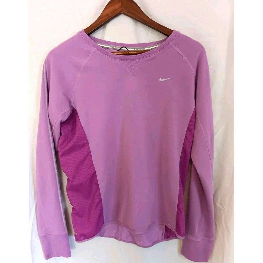 Nike Running Dri-FIT Women’s Medium Purple Long Sleeve Athletic Top Thumbholes